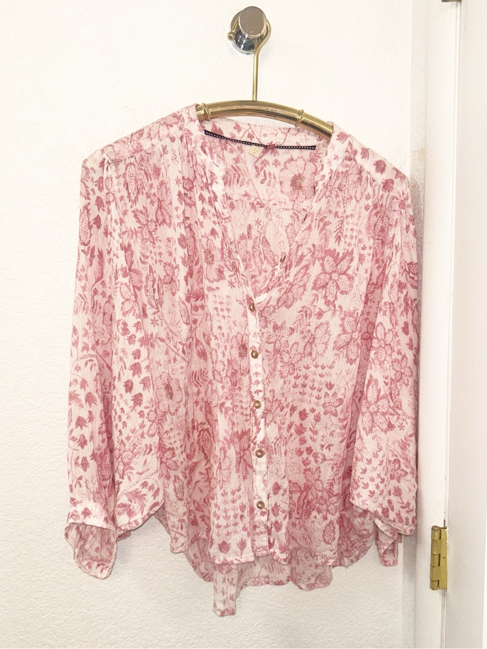 PILCRO x ANTHROPOLOGIE The Oversized Batwing Lightweight 💯 Cotton Blouse SZ: X-S